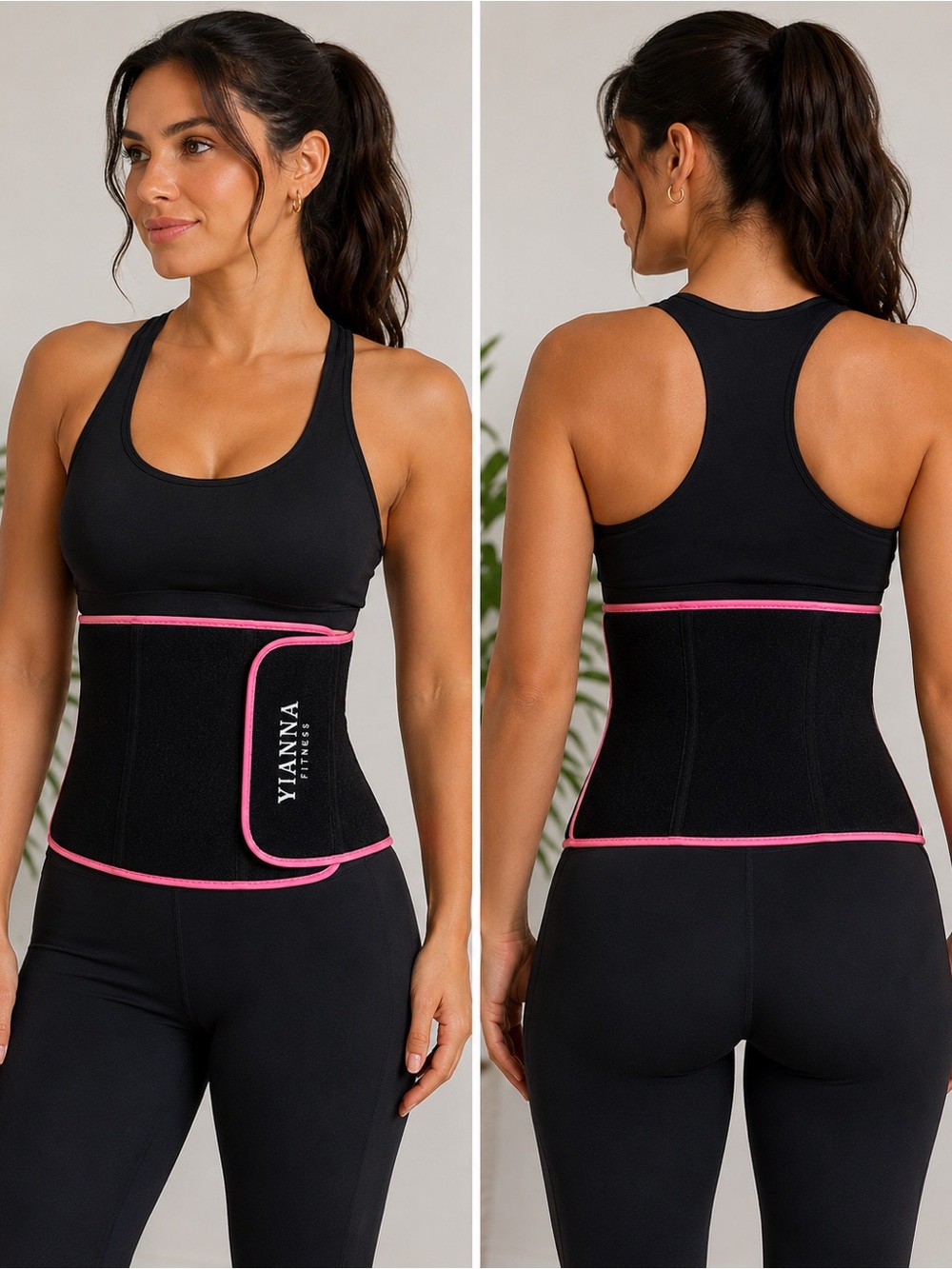 NWOT Yianna Fitness Waist Trainer Waist Cincher Sauna Shape Trainer Black  Large